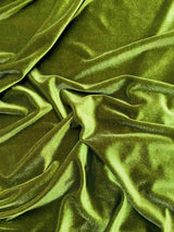 Olive Stretch Velvet Fabric - Olive, 58"-60" Width (1 Yard)