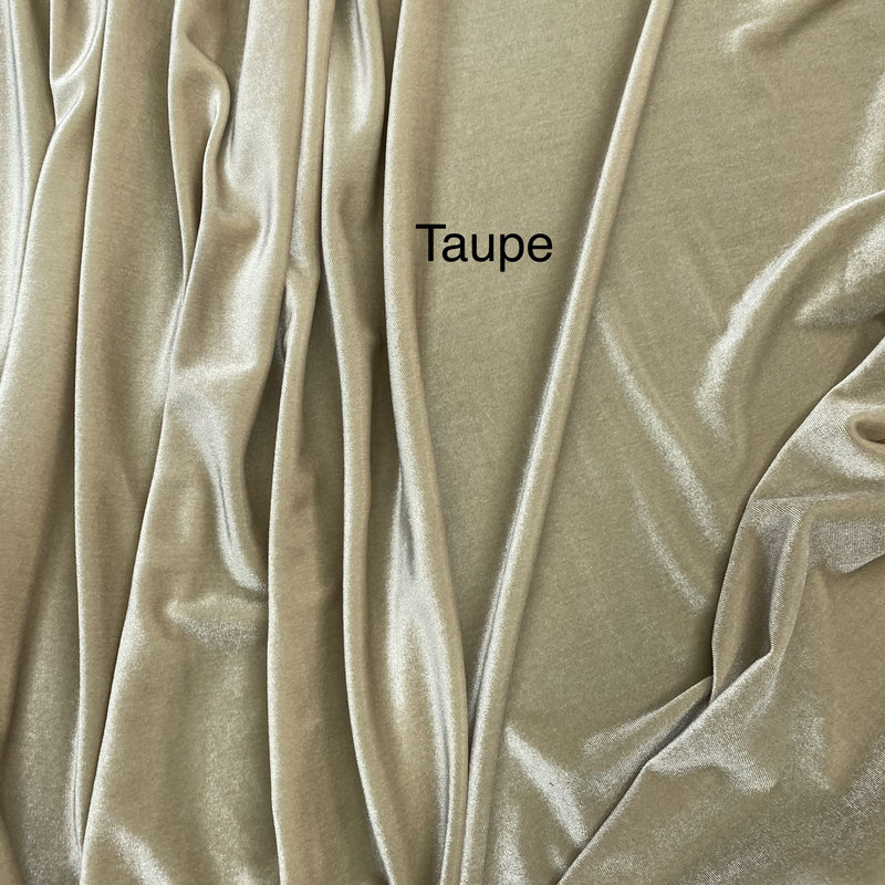 Taupe Stretch Velvet Fabric - Taupe, 58"-60" Width (1 Yard)