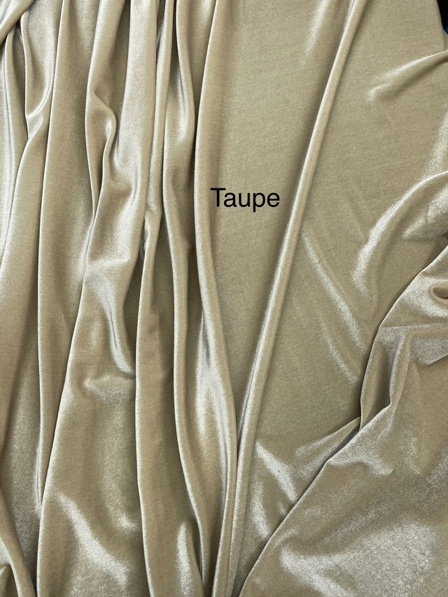 Taupe Stretch Velvet Fabric - Taupe, 58"-60" Width (1 Yard)