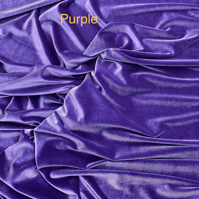 Purple Stretch Velvet Fabric - Purple, 58"-60" Width (1 Yard)