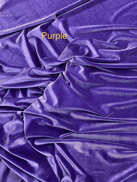 Purple Stretch Velvet Fabric - Purple, 58"-60" Width (1 Yard)