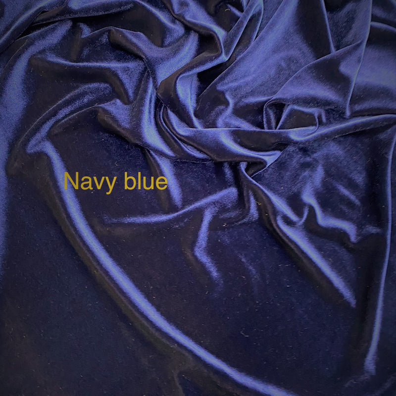 Navy Stretch Velvet Fabric - Navy, 58"-60" Width (1 Yard)