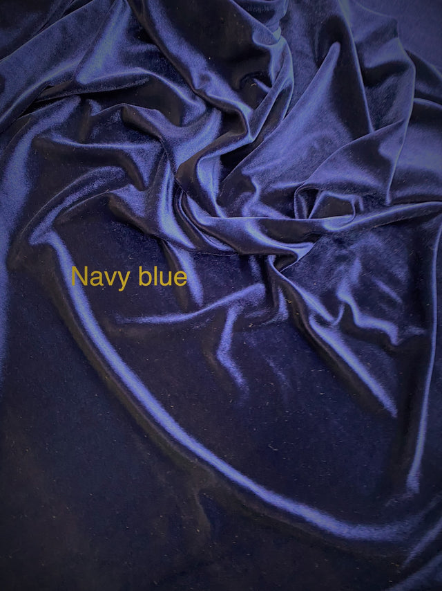 Navy Stretch Velvet Fabric - Navy, 58"-60" Width (1 Yard)