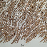 Beaded Sequined Lace Fabric on Polyester Net Mesh 53"