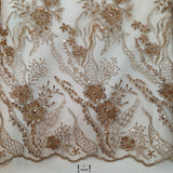 Beaded Lace Fabric on Polyester Net Mesh 50"