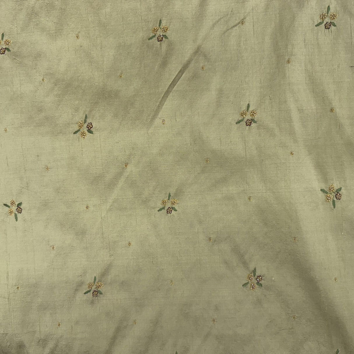 Inessa Fabric Silk Fabric - Floral Embroidered With Jewels, 54" Width (1 Yard)