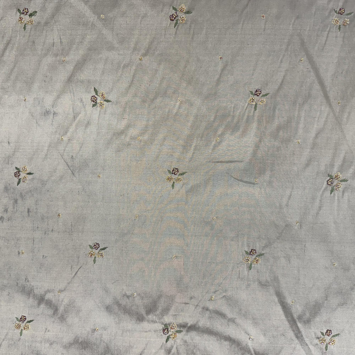 Inessa Fabric Silk Fabric - Floral Embroidered With Jewels, 54" Width (1 Yard)