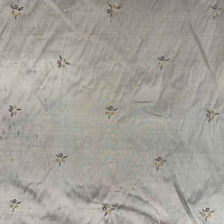 Inessa Fabric Silk Fabric - Floral Embroidered With Jewels, 54" Width (1 Yard)