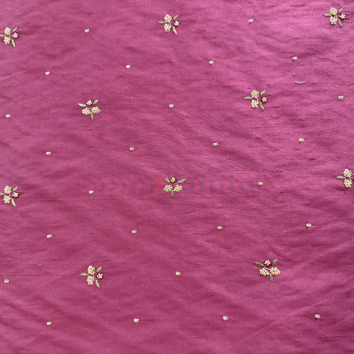 Inessa Fabric Silk Fabric - Floral Embroidered With Jewels, 54" Width (1 Yard)