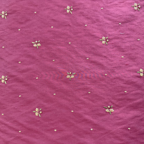 Inessa Fabric Silk Fabric - Floral Embroidered With Jewels, 54" Width (1 Yard)