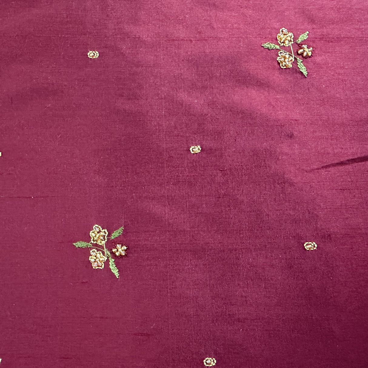 Inessa Fabric Silk Fabric - Floral Embroidered With Jewels, 54" Width (1 Yard)