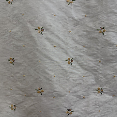 Inessa Fabric Silk Fabric - Floral Embroidered With Jewels, 54" Width (1 Yard)