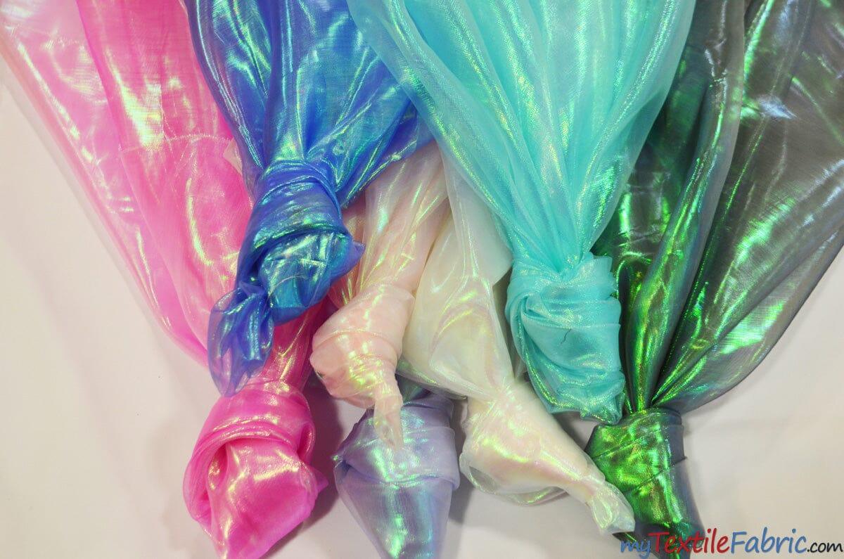 Iridescent Pearl Organza Polyester Fabric - Sheer Holographic, 58/60" Width (1 Yard)