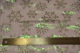Glitter Snowflake Organza Polyester Fabric - Iridescent Sheer Christmas Snowflake, 58/60" Width (1 Yard)