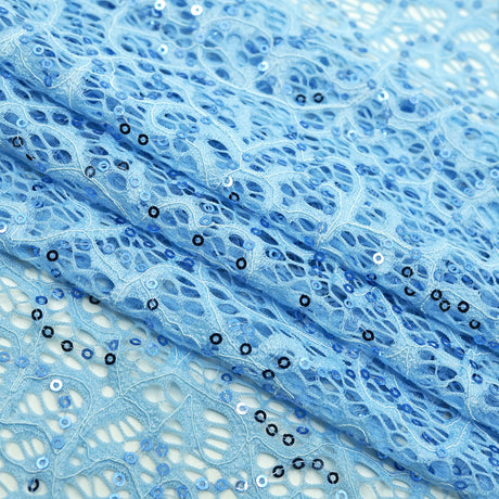 Isabelle Stretch Lace Sequin Nylon Spandex Fabric - Embroidered Sequins, 50" Width (1 Yard)