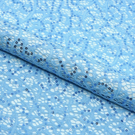 Isabelle Stretch Lace Sequin Nylon Spandex Fabric - Embroidered Sequins, 50" Width (1 Yard)
