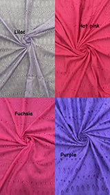 Hot Pink Medium Eyelet Polyester Cotton Fabric - Hot Pink, Solid, 41"- 42" Wide