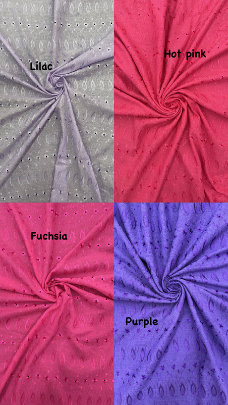 Hot Pink Medium Eyelet Polyester Cotton Fabric - Hot Pink, Solid, 41"- 42" Wide