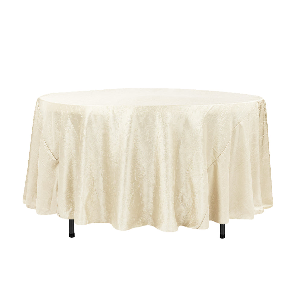 108″ Ivory Crinkle Crushed Taffeta Round Tablecloth