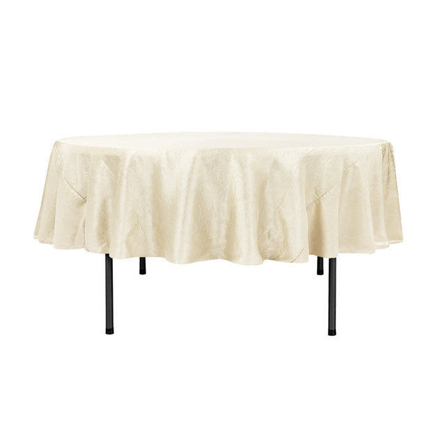 90″ Ivory Crinkle Crushed Taffeta Round Tablecloth