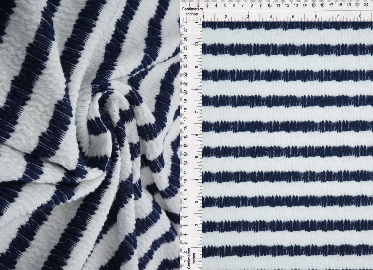 1 Yard Bubble Jacquard Stripe Fabric 230 GSM Polyester Spandex Blend 54/55" Width