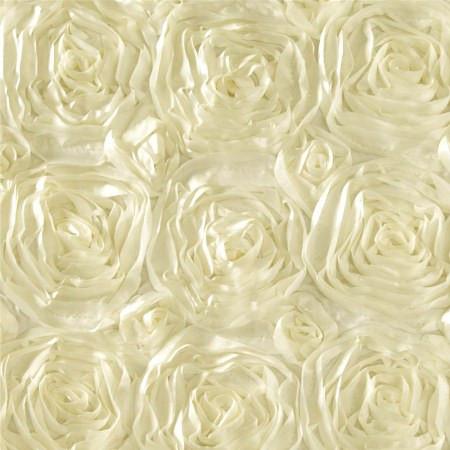 Ivory Rosette Satin Fabric,