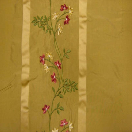 Ivy Silk Fabric - Striped Floral Embroidered, 54" Width (1 Yard)