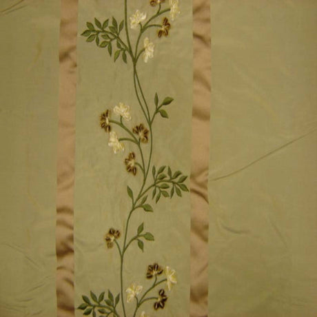 Ivy Silk Fabric - Striped Floral Embroidered, 54" Width (1 Yard)