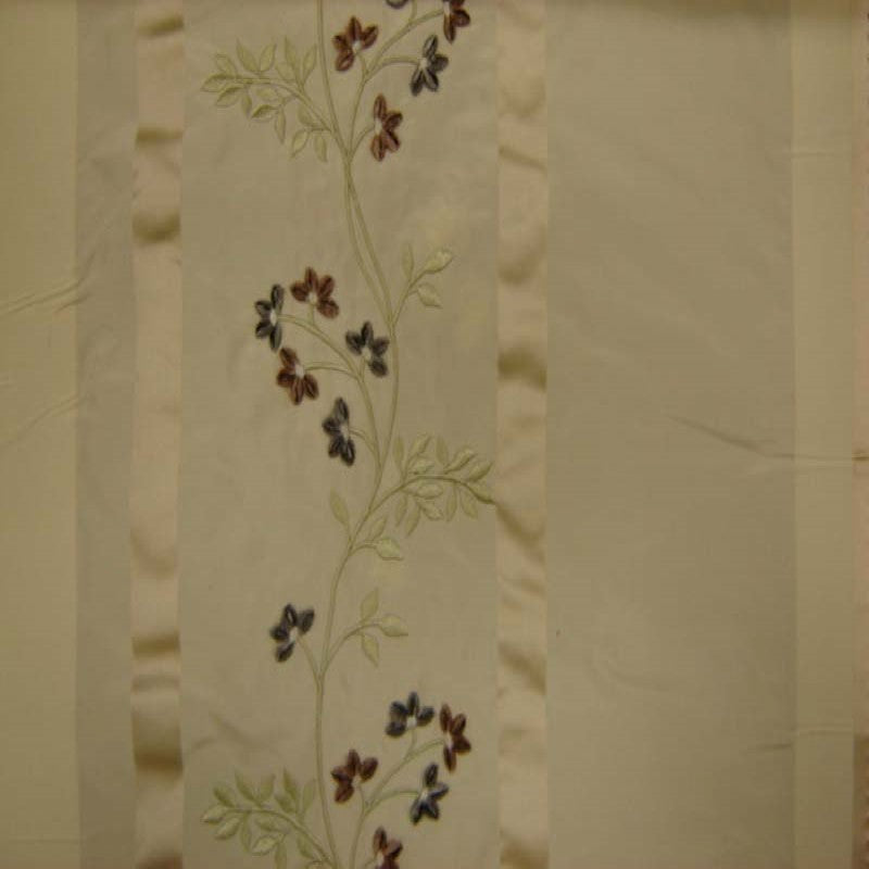 Ivy Silk Fabric - Striped Floral Embroidered, 54" Width (1 Yard)