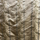 Ivy Silk Fabric - Striped Floral Embroidered, 54" Width (1 Yard)