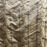 Ivy Silk Fabric - Striped Floral Embroidered, 54" Width (1 Yard)