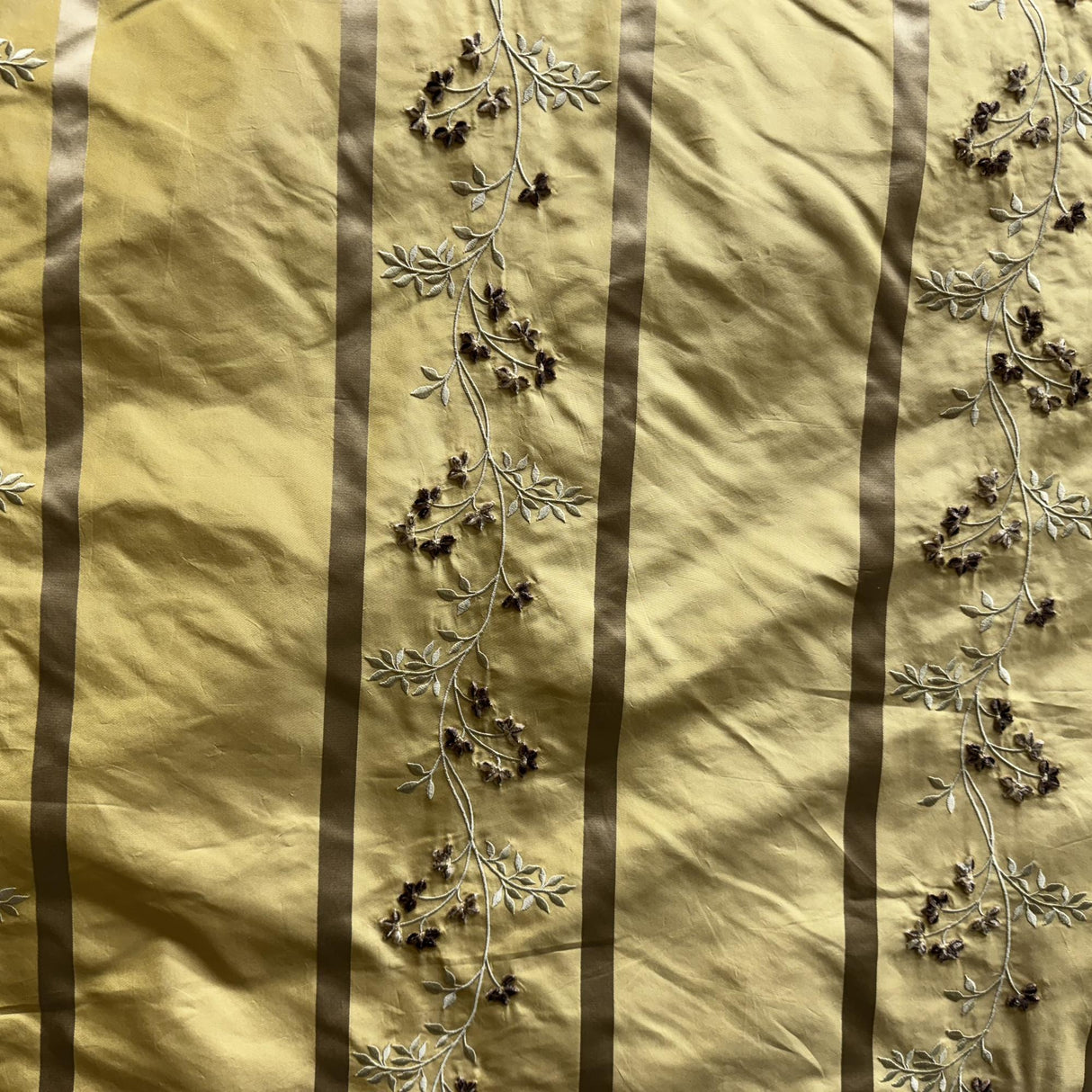 Ivy Silk Fabric - Striped Floral Embroidered, 54" Width (1 Yard)