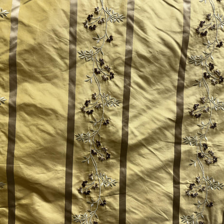 Ivy Silk Fabric - Striped Floral Embroidered, 54" Width (1 Yard)