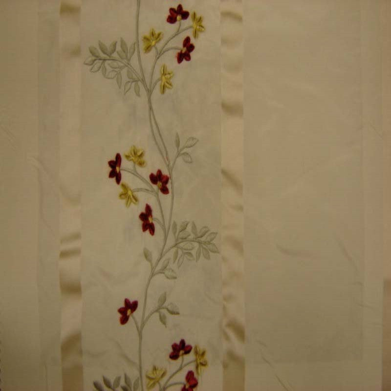 Ivy Silk Fabric - Striped Floral Embroidered, 54" Width (1 Yard)