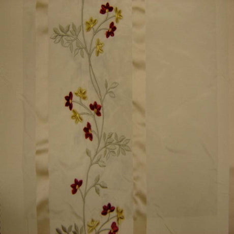 Ivy Silk Fabric - Striped Floral Embroidered, 54" Width (1 Yard)
