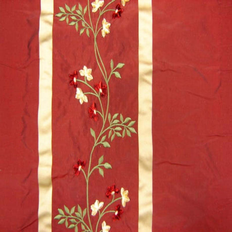 Ivy Silk Fabric - Striped Floral Embroidered, 54" Width (1 Yard)