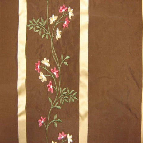 Ivy Silk Fabric - Striped Floral Embroidered, 54" Width (1 Yard)