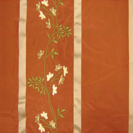 Ivy Silk Fabric - Striped Floral Embroidered, 54" Width (1 Yard)