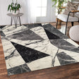 Makymo Polyester Faux Fur Rug - Black Gray And White Lattice Design, Soft Plush, 7'6" X 10'3" (1 Piece)