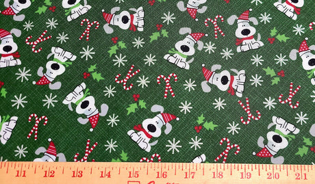 Quilting Cotton I Woof You Holiday Red and Green Glitter Christmas Fabric