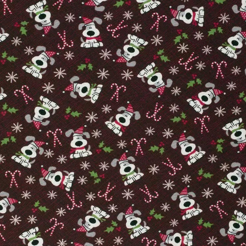 Quilting Cotton I Woof You Holiday Red and Green Glitter Christmas Fabric
