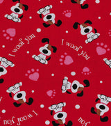Quilting Cotton I Woof You Red Valentine’s Day Dog Print