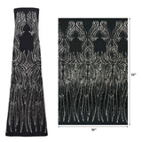 Icarus Stretch Mesh Sequin Fabric - 2-Way Stretch Mesh With Embroidered Sequin, Black, White, Gunmetal, Gold, Rose Gold, Royal, Navy, 50" Width (1 Yard)