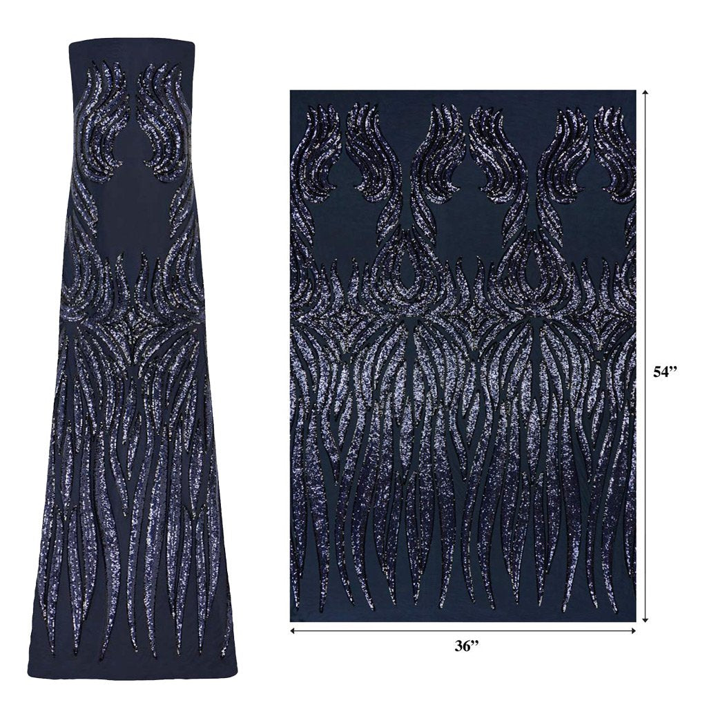 Icarus Stretch Mesh Sequin Fabric - 2-Way Stretch Mesh With Embroidered Sequin, Black, White, Gunmetal, Gold, Rose Gold, Royal, Navy, 50" Width (1 Yard)
