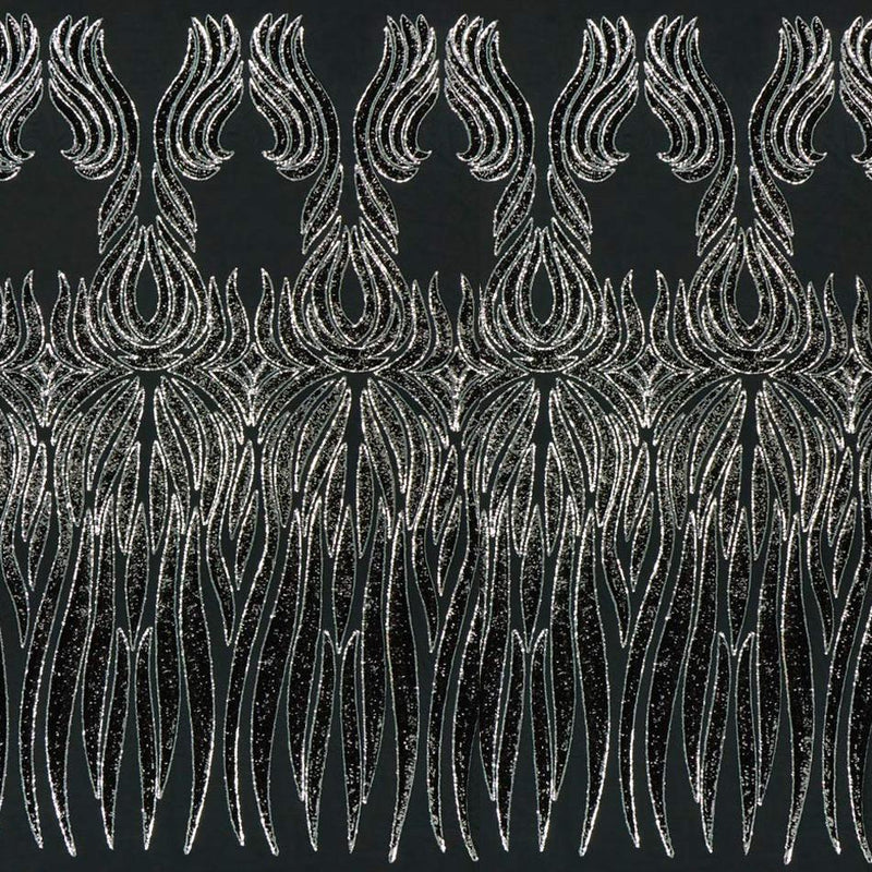 Icarus Stretch Mesh Sequin Fabric - 2-Way Stretch Mesh With Embroidered Sequin, Black, White, Gunmetal, Gold, Rose Gold, Royal, Navy, 50" Width (1 Yard)