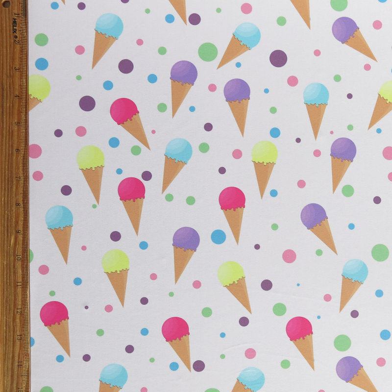 Swim Knit Poly Spandex Ice Cream Cones and Polka Dots