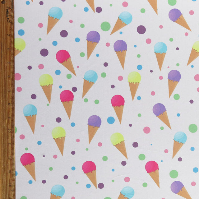 Swim Knit Poly Spandex Ice Cream Cones and Polka Dots