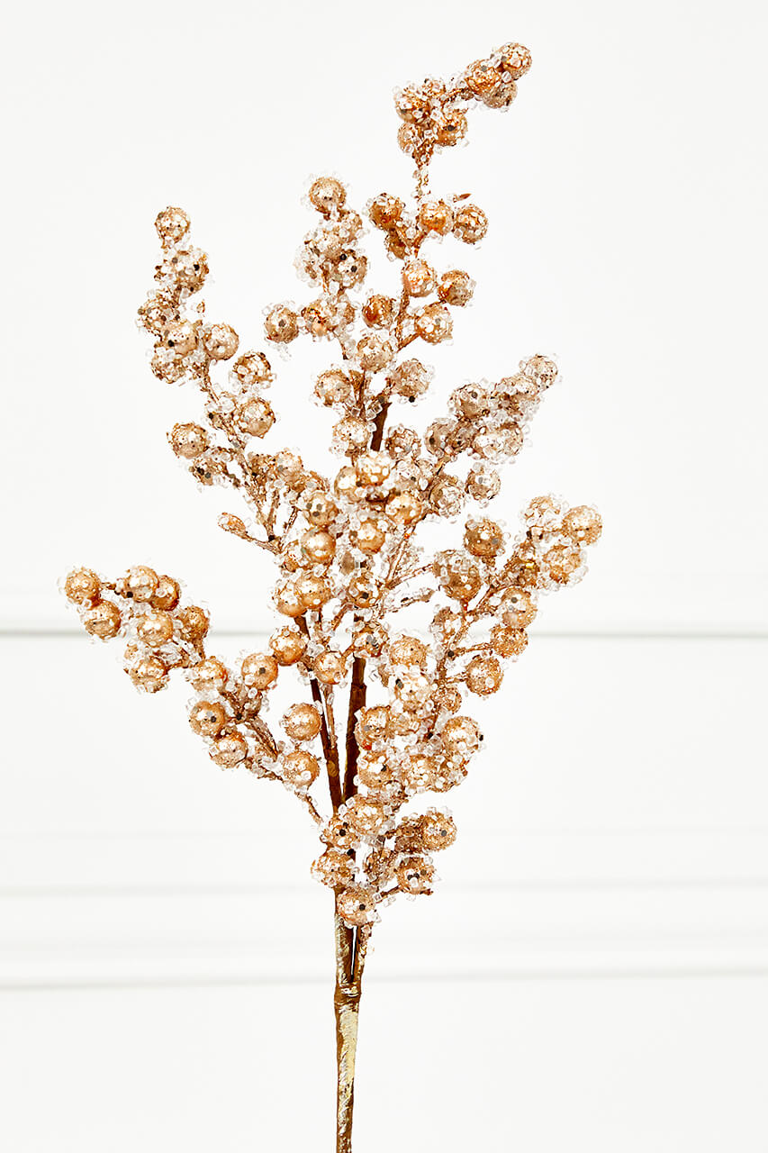 27" Beaded Iced Berry Spray - Champagne