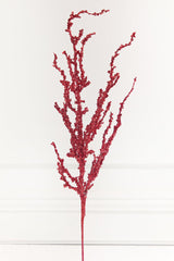 32 Inch Red Iced Sequin Bead Spray – Frosted Ruby Sparkle for Festive Holiday Glam
