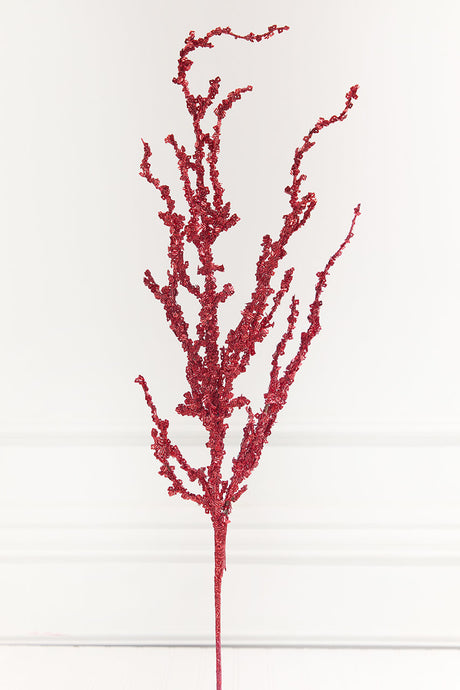 32" Red Iced Sequin Bead Spray